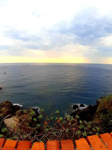 Une Légende Étonnante Coucher Soleil Monteroso Cinque Terre Dans Les — Photo