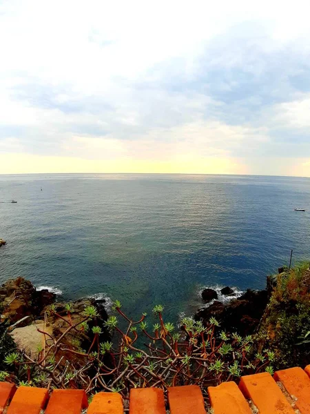 Une Légende Étonnante Coucher Soleil Monteroso Cinque Terre Dans Les — Photo