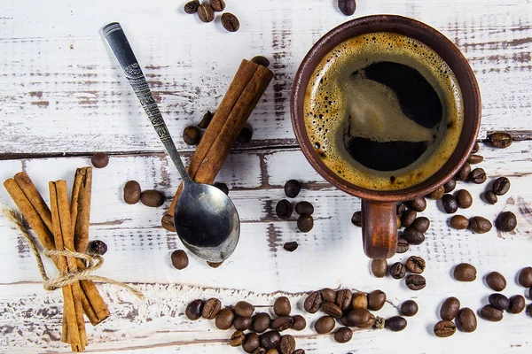 Coffee Cup Cinnamon Grains — Stock Photo, Image