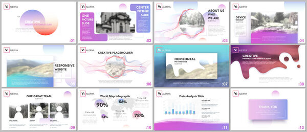 Clean and minimal presentation templates. Colorful elements on white background for your portfolio. Brochure cover vector design. Presentation slides for flyer, leaflet, brochure, report, advertising.