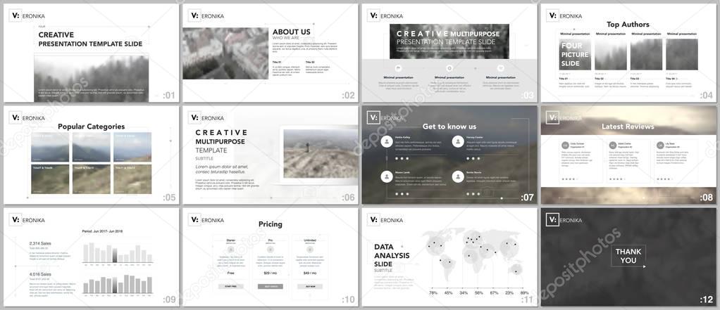 Minimal presentation templates. Simple geometric elements on white background for your portfolio template. Brochure cover vector design. Presentation slides for flyer, brochure, report, advertising.