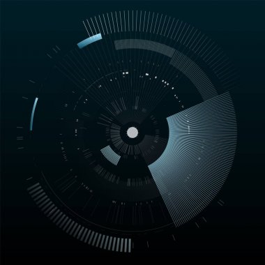 Futuristik bir arayüze öğesi. Teknoloji daire. Dijital futuristik kullanıcı arabirimi. Hud. Sci fi fütüristik şablon siyah arka plan üzerine izole. Soyut vektör çizim