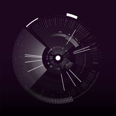 Futuristik bir arayüze öğesi. Teknoloji daire. Dijital futuristik kullanıcı arabirimi. Hud. Sci fi fütüristik şablon siyah arka plan üzerine izole. Soyut vektör çizim.