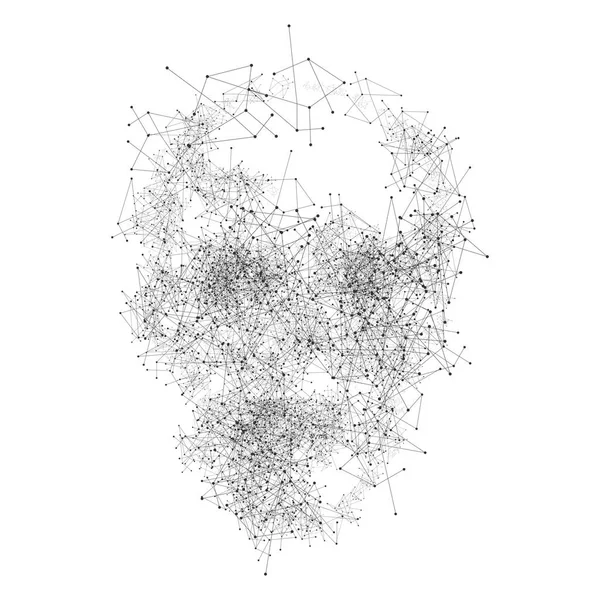 Абстрактный геометрический многоугольный череп изолирован на белом фоне. Современный череп, отличный дизайн для любых целей. Многоугольный технологический фон. Низкий поли череп. Векторная линейная иллюстрация — стоковый вектор