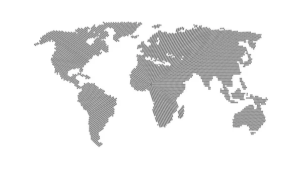 Black color world map isolated on white — Stock Vector