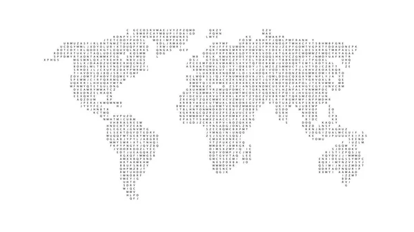 Weltkarte in schwarzer Farbe isoliert auf weiß. — Stockvektor