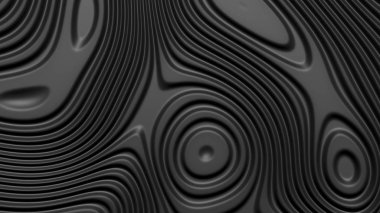 Şık siyah renkli arka plan ile akan satırları. Soyut topografik harita kontur arka plan. Siyah çizgili desen arka plan. Sorunsuz ışıklı plastik doku, 3d render illüstrasyon.