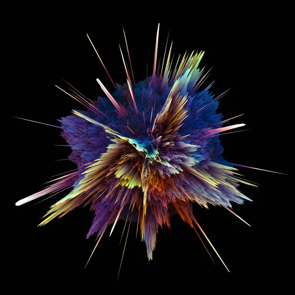 Siyah arka plan üzerine izole soyut renkli patlama. Res illüstrasyon broşür, el ilanı, afiş tasarımları ve diğer projeler için. Patlama etkisi aydınlatma. 3D render illüstrasyon.