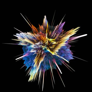 Siyah arka plan üzerine izole soyut renkli patlama. Res illüstrasyon broşür, el ilanı, afiş tasarımları ve diğer projeler için. Patlama etkisi aydınlatma. 3D render illüstrasyon.