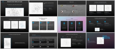 En az sunular, Portföy şablonlar. Basit öðeler siyah arka plan üzerine. Broşür kapak vektör tasarımı. El ilanı, broşür, broşür, sunu slaytlarını rapor. Sosyal ağ kavramı