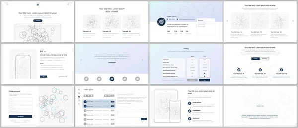 Векторные шаблоны для дизайна сайта, минимальные презентации, портфолио. UI, UX, GUI. Дизайн хедеров, приборной панели, контактных форм, функций, цен, страницы электронной коммерции, блога и т.д. Концепция социальных сетей — стоковый вектор