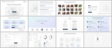 Web sitesi tasarımı, en az sunumları, Portföy için vektör şablonları. UI, Ux, GUI. Üstbilgiler, Pano, iletişim formları, özellikleri, fiyatlandırma, e-ticaret sayfa, blog vb tasarımı. Sosyal ağ kavramı