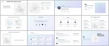 En az sunular, Portföy şablonlar. Mavi renk öğeleri, bağlantı kavramı. Broşür kapak vektör tasarımı. El ilanı, broşür, broşür, sunu slaytlarını rapor. Sosyal ağ kavramı