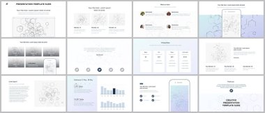 En az sunular, Portföy şablonlar. Mavi renk öğeleri, bağlantı kavramı. Broşür kapak vektör tasarımı. El ilanı, broşür, broşür, sunu slaytlarını rapor. Sosyal ağ kavramı