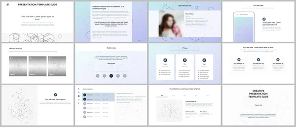 Minimal presentations, portfolio templates. Blue color elements, connection concept. Brochure cover vector design. Presentation slides for flyer, leaflet, brochure, report. Social network concept — Stock Vector