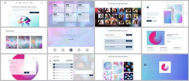 Web sitesi tasarımı, en az sunumları, geometrik desenler, degradeler, sıvı şekilleri ile portföy için vektör şablonları. UI, Ux, GUI. Üstbilgiler, Pano, iletişim formları, özellikleri sayfasında, blog tasarım.