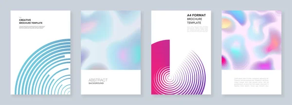 Minimale brochure sjablonen met dynamische vloeistof vormen, kleurrijke cirkels in minimalistische stijl. Sjablonen voor flyer, folder, brochure, verslag, presentatie. Minimale concept, vectorillustratie — Stockvector