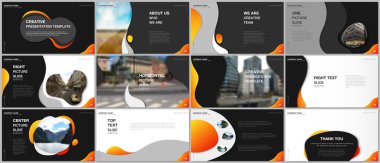 Minimal sunumlar tasarım, sıvı renkli trendy degradeler geometrik şekiller ile portföy vektör şablonları. Sunum slaytı, el ilanı broşürü, broşür kapağı, rapor için çok amaçlı şablon.