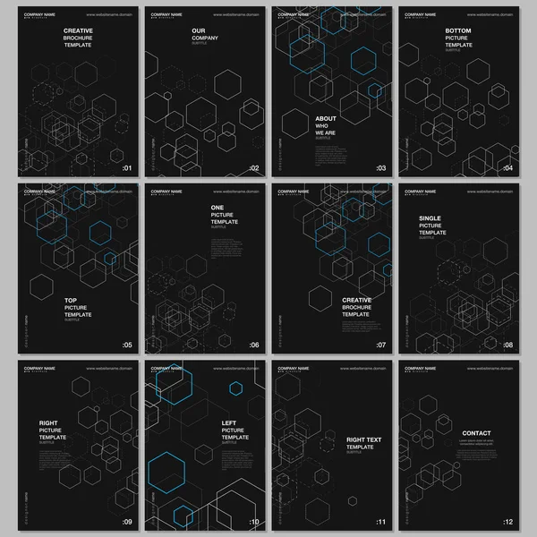 A4 brochure layout of covers design templates for flyer leaflet, A4 format brochure design, magazine cover, book design. Geometric background with hexagons for medicine, science and technology concept — Stock Vector