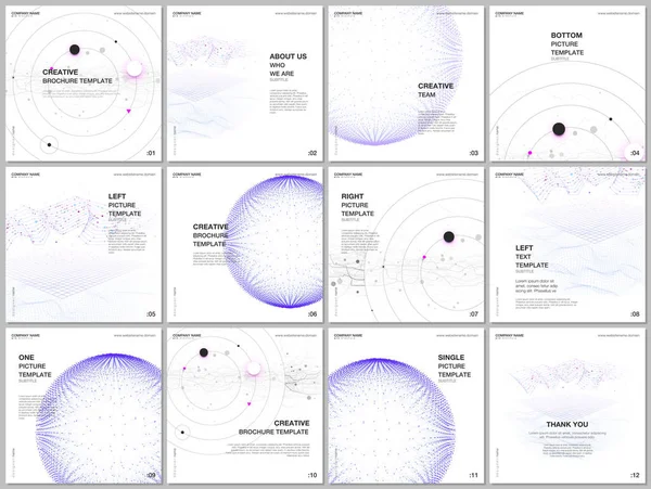 Brochure layout of square format covers design templates for square flyer leaflet, brochure design, report, presentation, magazine cover. Big data visualization. Futuristic technology background. — Stock Vector