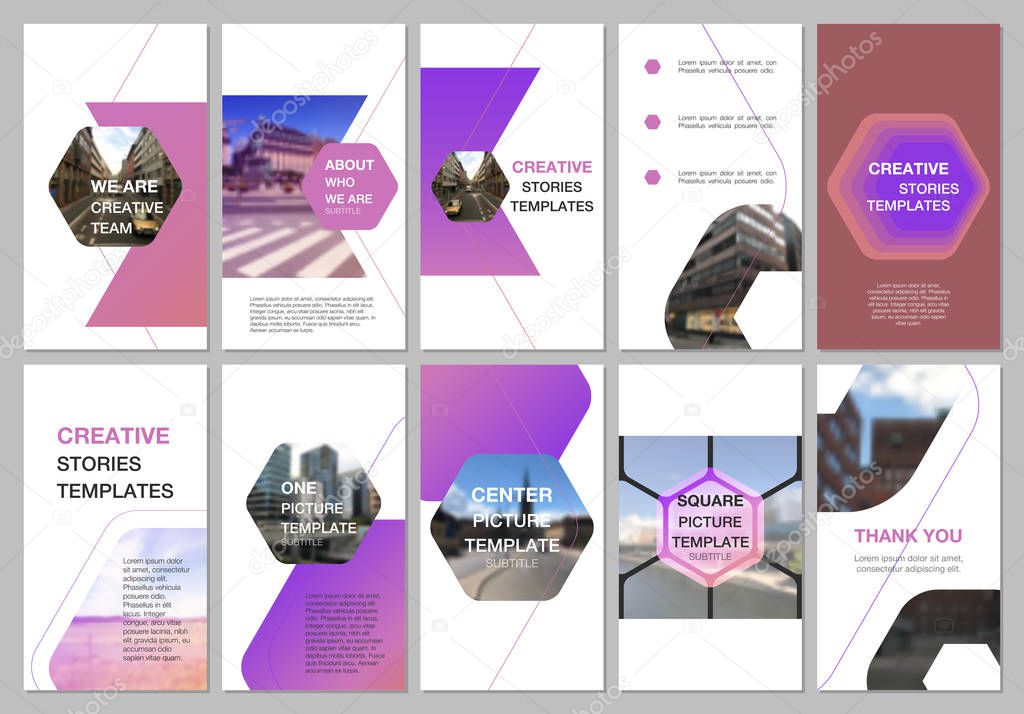 Creative social networks stories design, vertical banner or flyer templates with hexagonal design background, hexagon style pattern. Covers design templates for flyer, leaflet, brochure, presentation.