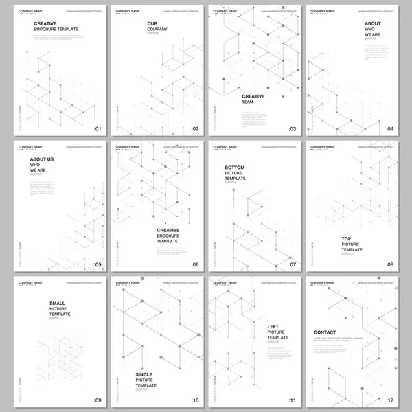 Layout de brochura A4 de modelos de design de capas para folheto, design de brochura de formato A4, relatório, apresentação, capa de revista, design de livro. Investigação médica científica. Estrutura molecular abstracta —  Vetores de Stock