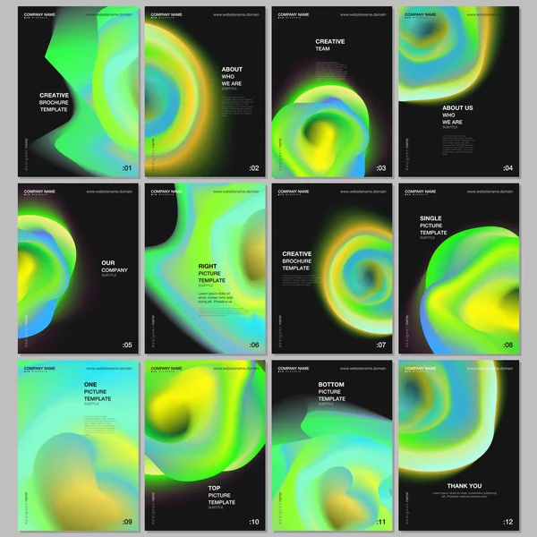 Broşür, broşür tasarımı, broşür tasarımı, rapor, sunum, dergi kapağı, kitap tasarımı için A4 broşürü. Dinamik sıvı formları olan renkli eğimli sıvı arkaplanlar. — Stok Vektör