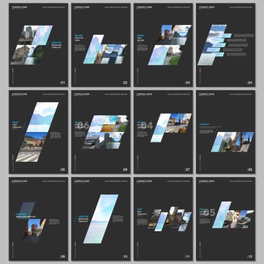 Renkli gradyan geometrik arkaplanlı yaratıcı broşürler. Broşür, broşür, broşür, rapor, sunum, reklam ve dergi için kapak tasarımı şablonları.