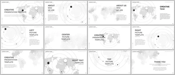 Дизайн презентації векторні шаблони, багатоцільовий шаблон для презентації слайда, флаєра, дизайну обкладинки брошури, презентації звітів. Концептуальні фони світової карти з інфографічними елементами світової карти — стоковий вектор