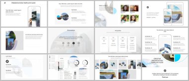 Sunum tasarım vektör şablonları, sunum slaytı için çok amaçlı şablon, broşür kapağı tasarımı ve soyut daire pankartları. Sosyal medya web pankartı. Sosyal ağ fotoğraf çerçevesi.