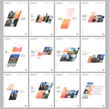 Renkli gradyan geometrik arkaplanlı yaratıcı broşürler. Broşür, broşür, broşür, rapor, sunum, reklam ve dergi için kapak tasarımı şablonları.