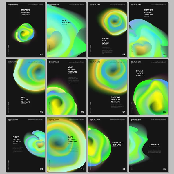 Брошюра формата А4 для оформления обложек листовок, брошюр формата А4, докладов, презентаций, обложек журналов, книг. Цветные поверхности градиентной жидкости с динамическими жидкими формами . — стоковый вектор
