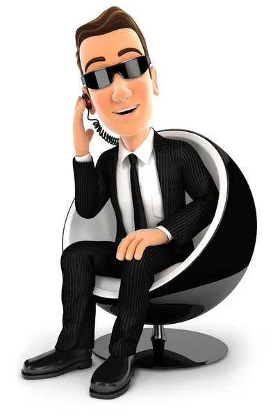 3d security agent sitting in a round chair — Stock Photo, Image