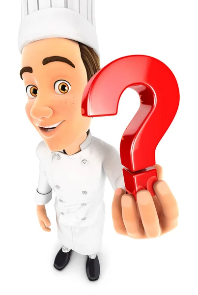 3D šéfkuchař drží ikonu otazník — Stock fotografie