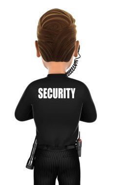 3d security agent back clipart