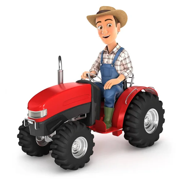 3d agriculteur conducteur tracteur — Photo