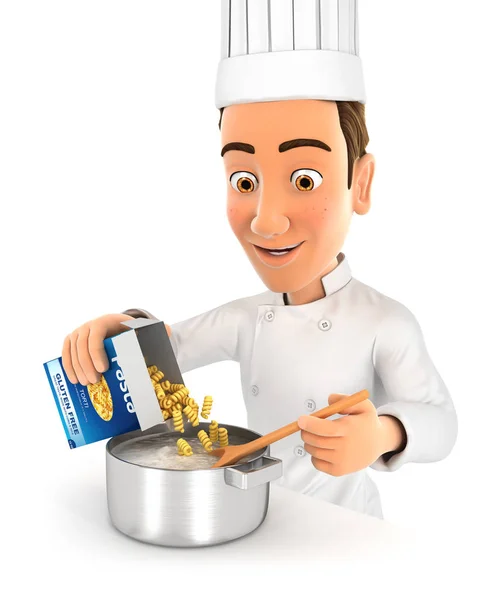 3d capo cuoco cottura pasta — Foto Stock