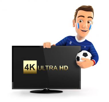 4 k ultra Hd televizyon ile 3D Fransız futbol fan