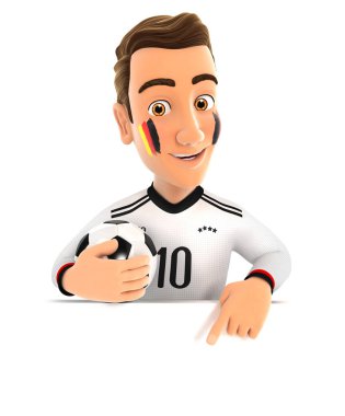 boş duvara dönük 3d Alman futbol fan