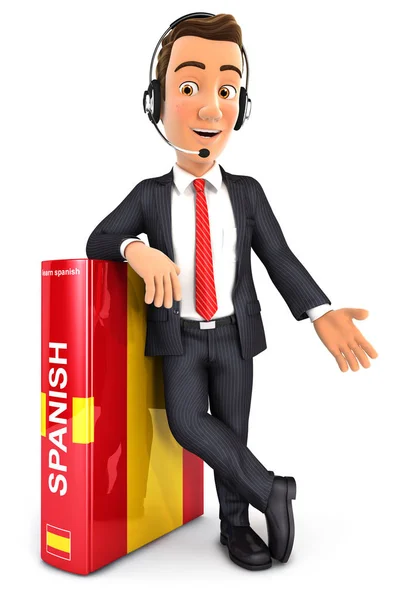 3d hombre de negocios aprender español — Foto de Stock