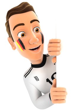 boş duvardan gözetleme 3d Alman futbol fan