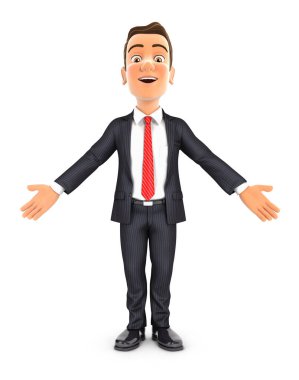 Kollarını açmış 3D iş adamı