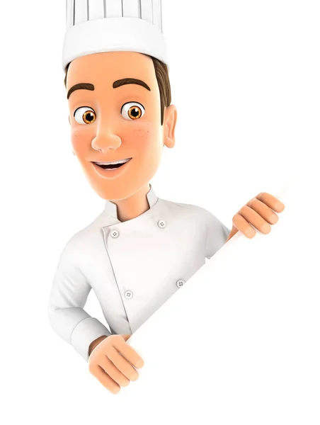 3D šéfkuchař za diagonální stěnou — Stock fotografie