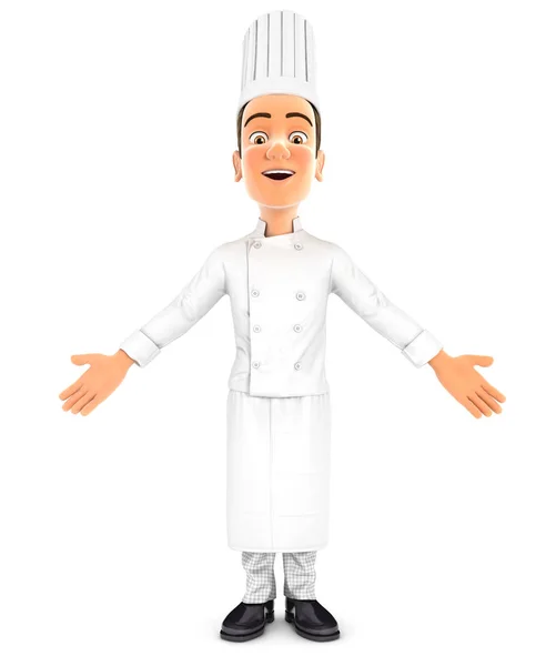 3D šéfkuchař stojící s otevřenou náručí — Stock fotografie