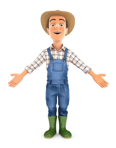 3d farmer standing with open arms — 图库照片