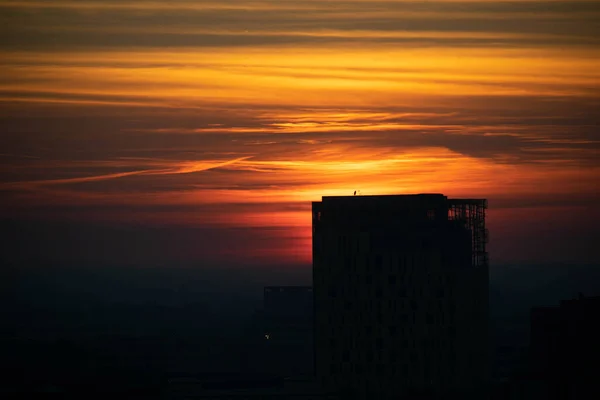 Widok Zachodu Słońca Panoramę — Zdjęcie stockowe