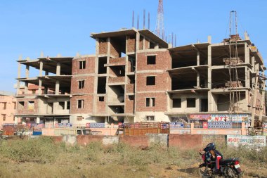 Mahendergarh, Haryana / Hindistan - Aralık 05 2019: İnşaat halindeki yeni öğrenci kütüphanesi