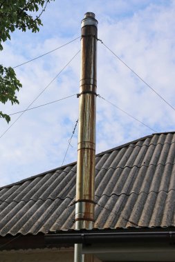 Baca gergin kablolarla tutulur. Kırsal evin ısıtılması.