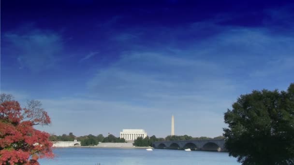 Caducidad del Monumento a Lincoln y el Monumento a Washington — Vídeo de stock