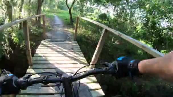 Mountainbiken Einem Park Zentrum Floridas — Stockvideo